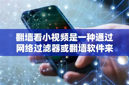 翻墙看小视频是一种通过网络过滤器或翻墙软件来访问未经授权的视频内容的手段。以下是一些常用的翻墙软件及其特点,供您参考 翻墙看小视频是一种通过网络过滤器或翻墙软件来访问未经授权的视频内容的手段。以下是一些常用的翻墙软件及其特点,供您参考