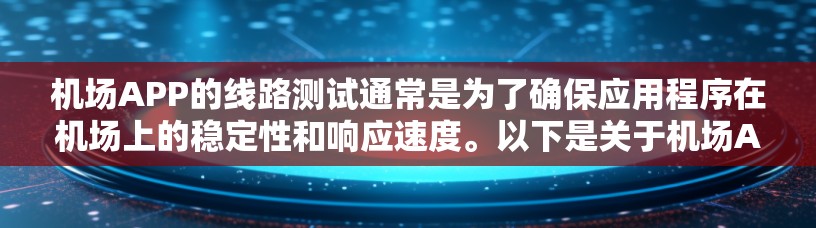 机场APP的线路测试通常是为了确保应用程序在机场上的稳定性和响应速度。以下是关于机场APP线路测试的一些关键点 机场APP的线路测试通常是为了确保应用程序在机场上的稳定性和响应速度。以下是关于机场APP线路测试的一些关键点