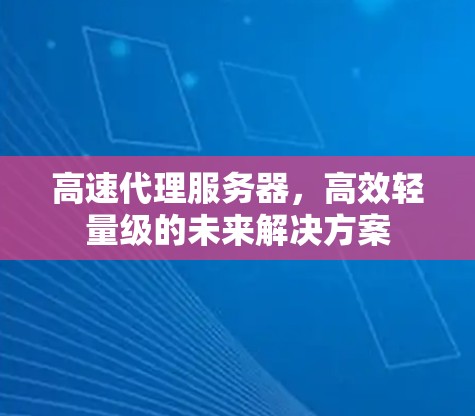 高速代理服务器,高效轻量级的未来解决方案 高速代理服务器,高效轻量级的未来解决方案