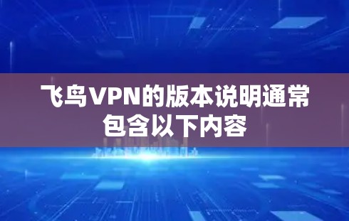 飞鸟VPN的版本说明通常包含以下内容