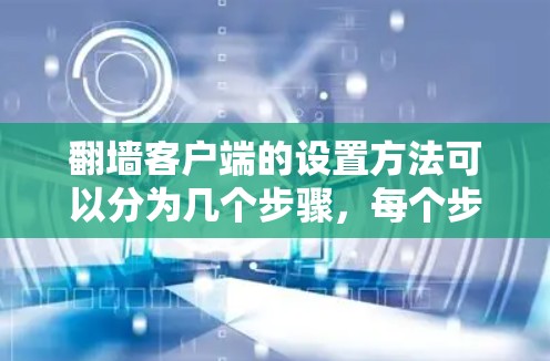 翻墙客户端的设置方法可以分为几个步骤,每个步骤都需要仔细处理以确保成功。以下是一个清晰的指南,帮助您理解和执行翻墙客户端的设置