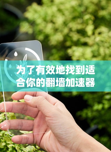 为了有效地找到适合你的翻墙加速器,以下是一个系统化的指南,帮助你做出明智的选择 为了有效地找到适合你的翻墙加速器,以下是一个系统化的指南,帮助你做出明智的选择