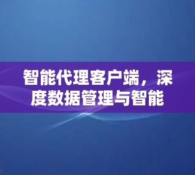 智能代理客户端,深度数据管理与智能决策的联姻 智能代理客户端,深度数据管理与智能决策的联姻
